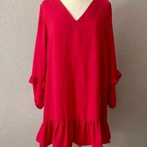 Zara V Neck Long Sleeve Bottom Ruffle Dress Size L